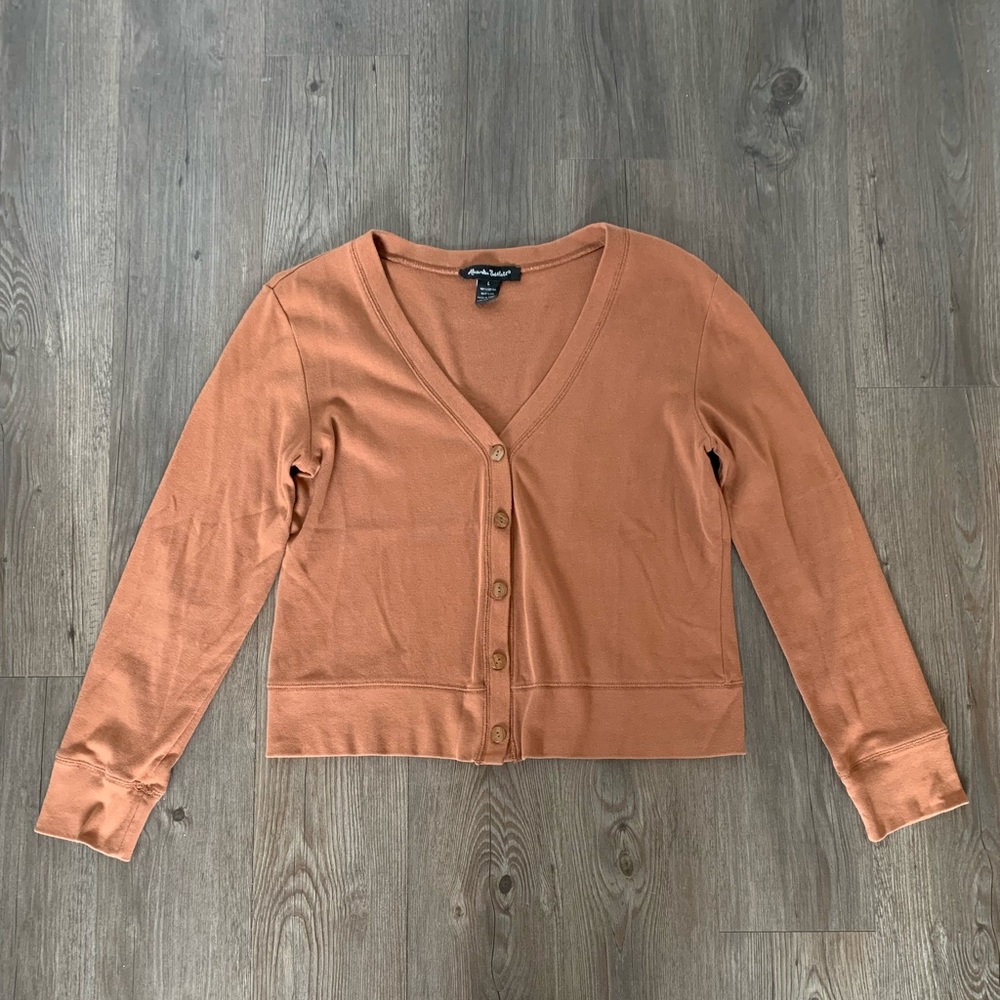 Alexandra Bartlett Brown Button-Down Cardigan - image 1